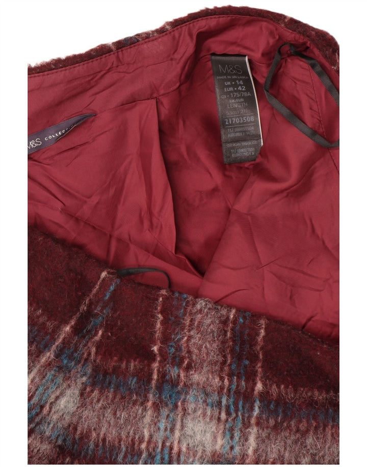 Marks & Spencer Damen Minirock UK 14 Large W34 Burgunderrot kariertes Polyester