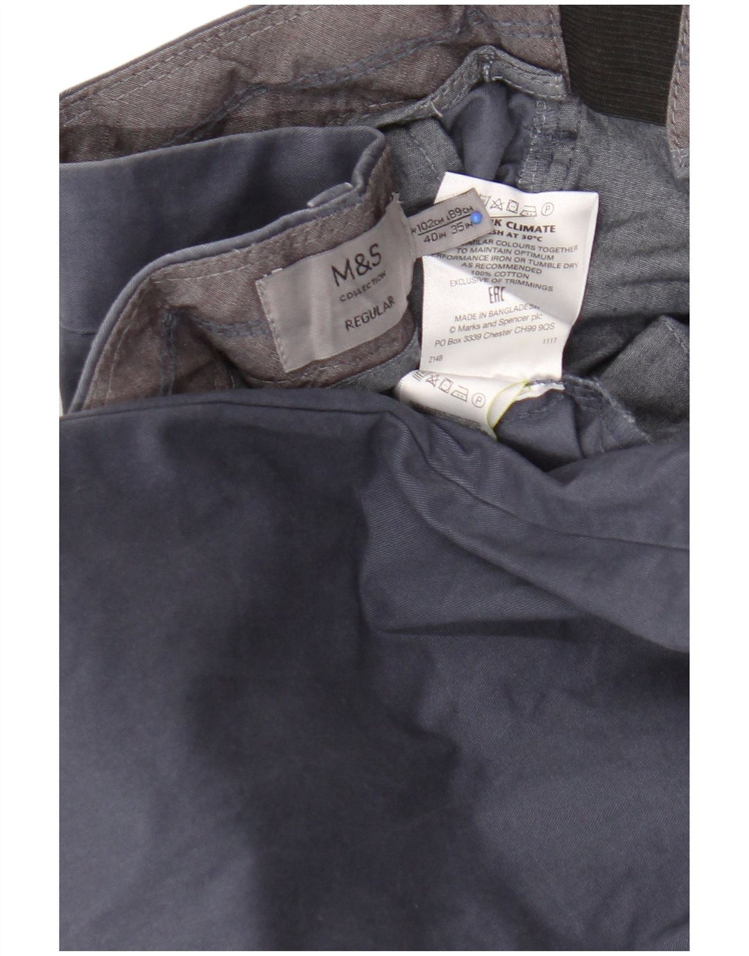 Marks & Spencer Herren-Chinohose, normal, W40, L32, Blau, Baumwolle