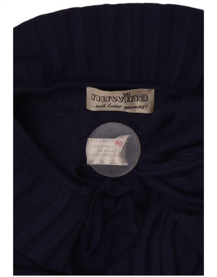 Vintage Damen Crop U-Boot-Ausschnitt-Pullover-Pullover EU 40 Medium Navy Blue