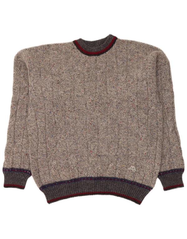 Kappa Herren-Pullover mit Rundhalsausschnitt, XL, grau gefleckte Schurwolle
