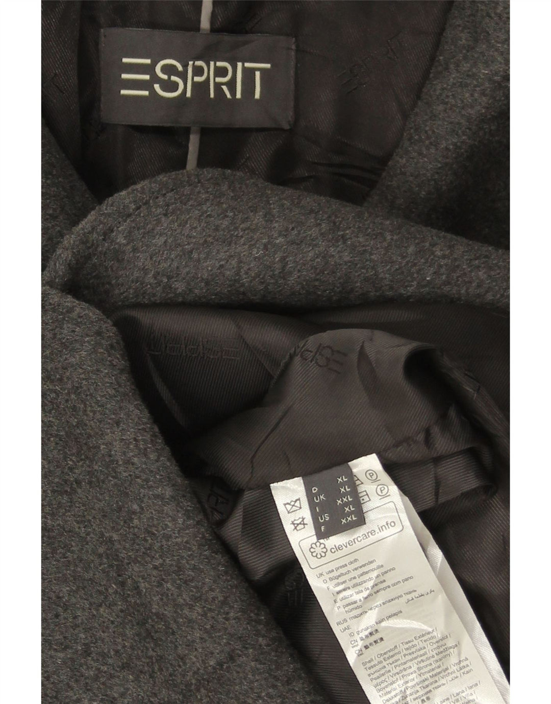 Esprit Damen Mantel UK 18 XL graue Wolle