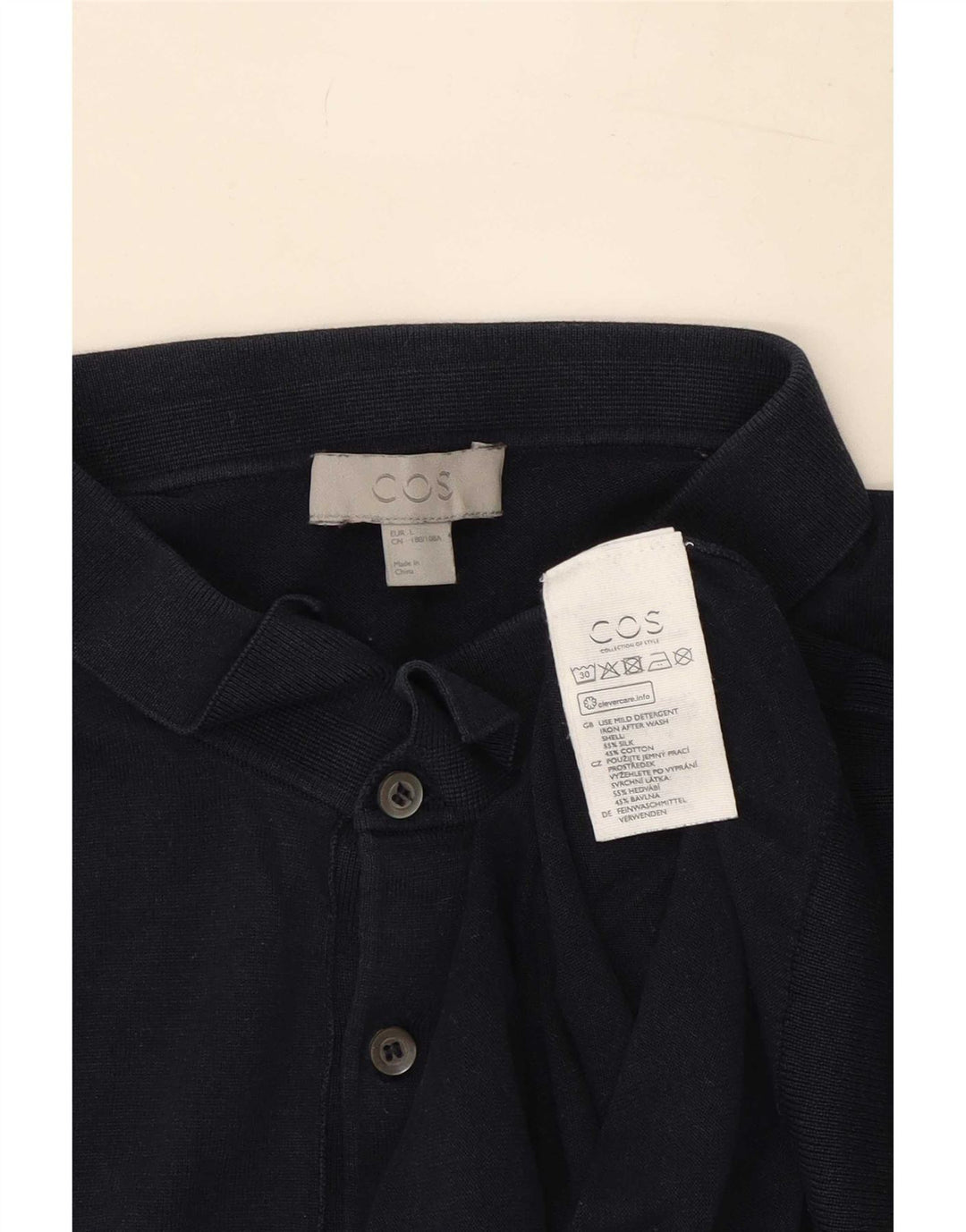 Cos Herren-Poloshirt, groß, marineblau, Seide