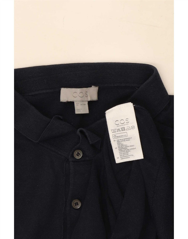 Cos Herren-Poloshirt, groß, marineblau, Seide