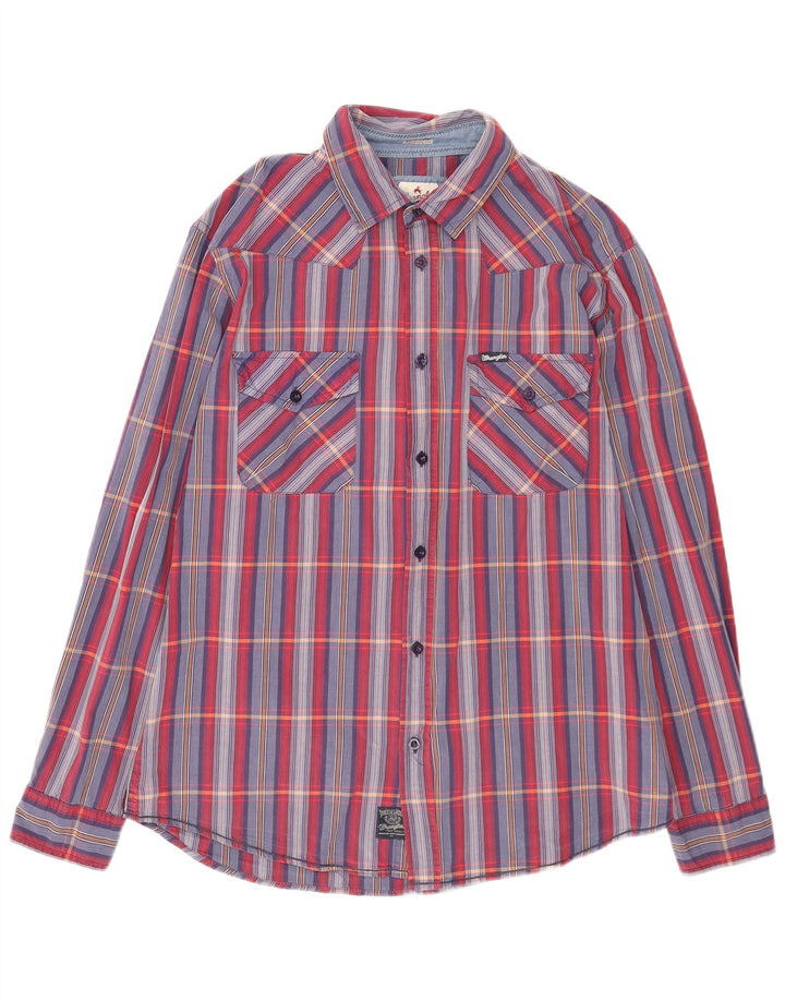 Wrangler Herren-Flanellhemd, groß, blau kariert