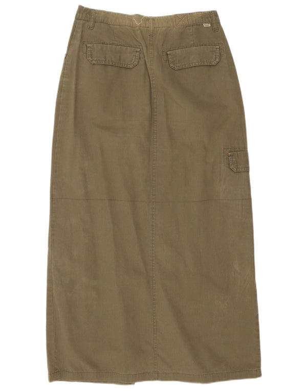 Vintage Damen Maxi Cargo Rock EU 36 Small W28 Khaki Baumwolle
