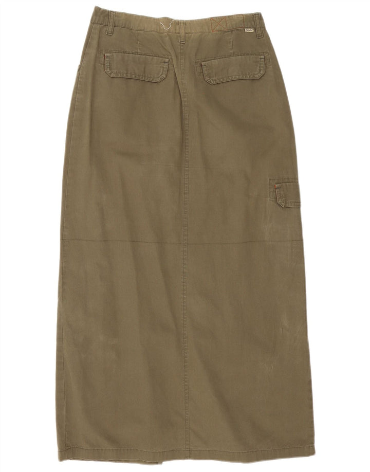 Vintage Damen Maxi Cargo Rock EU 36 Small W28 Khaki Baumwolle