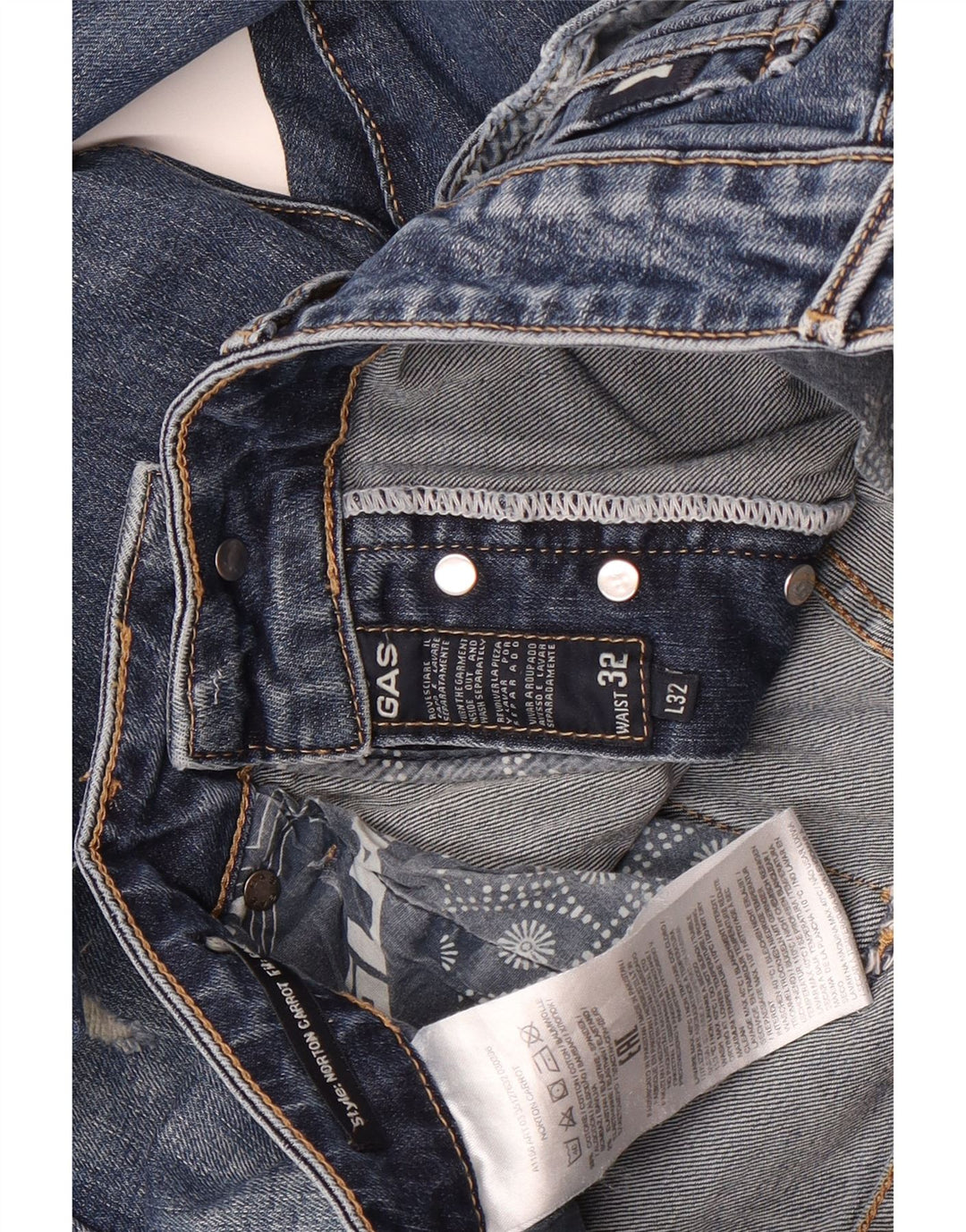 Gas Herren Distressed Slim Jeans W32 L32 Blaue Baumwolle