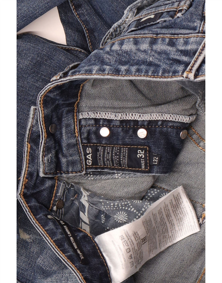 Gas Herren Distressed Slim Jeans W32 L32 Blaue Baumwolle