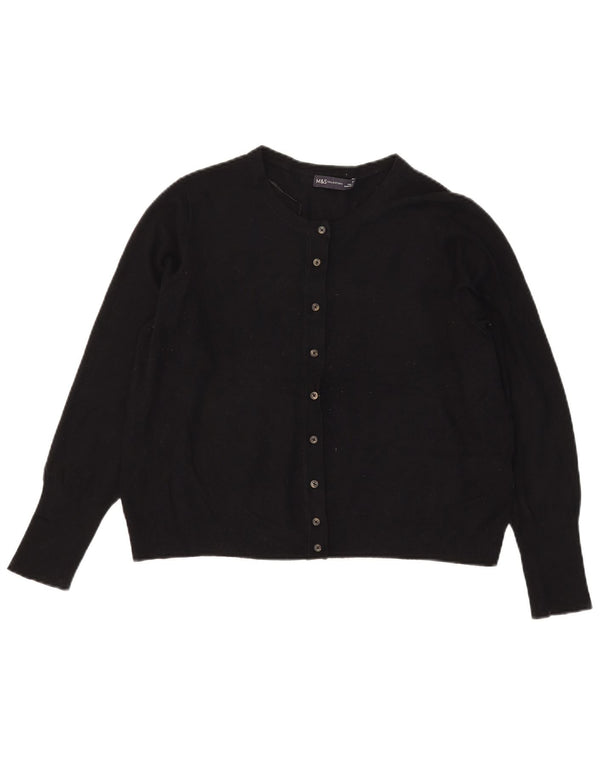 Marks & Spencer Damen Crop Cardigan Pullover UK 18 XL Schwarze Viskose