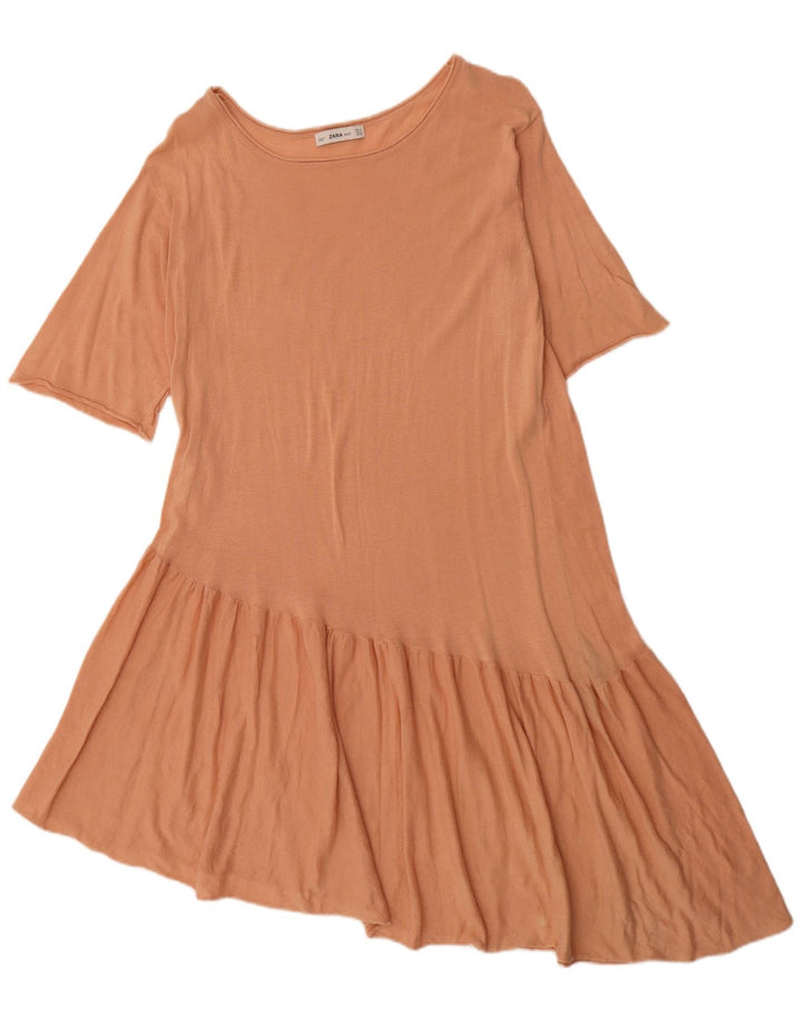 Zara Damen Asymmetrisches Kleid UK 14 Mittelorange