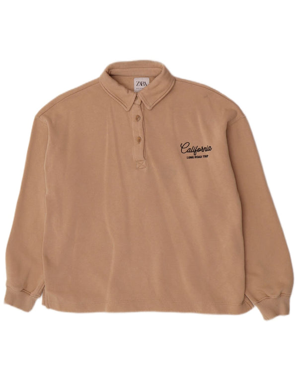 Zara Mädchen Sweatshirt Pullover 13-14 Jahre Beige Baumwolle