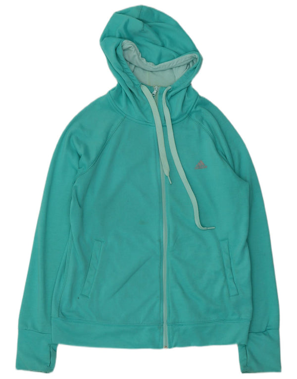 ADIDAS Damen Climalite Zip Hoodie Pullover UK 16/18 Large Türkis
