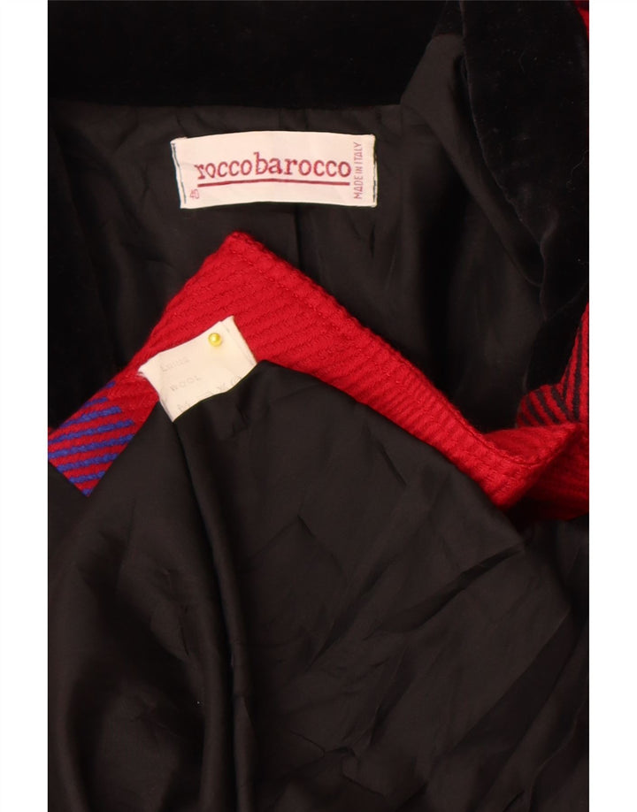 Roccobarocco Damen Übergroßer Mantel UK 10 Kleine rot gestreifte Wolle
