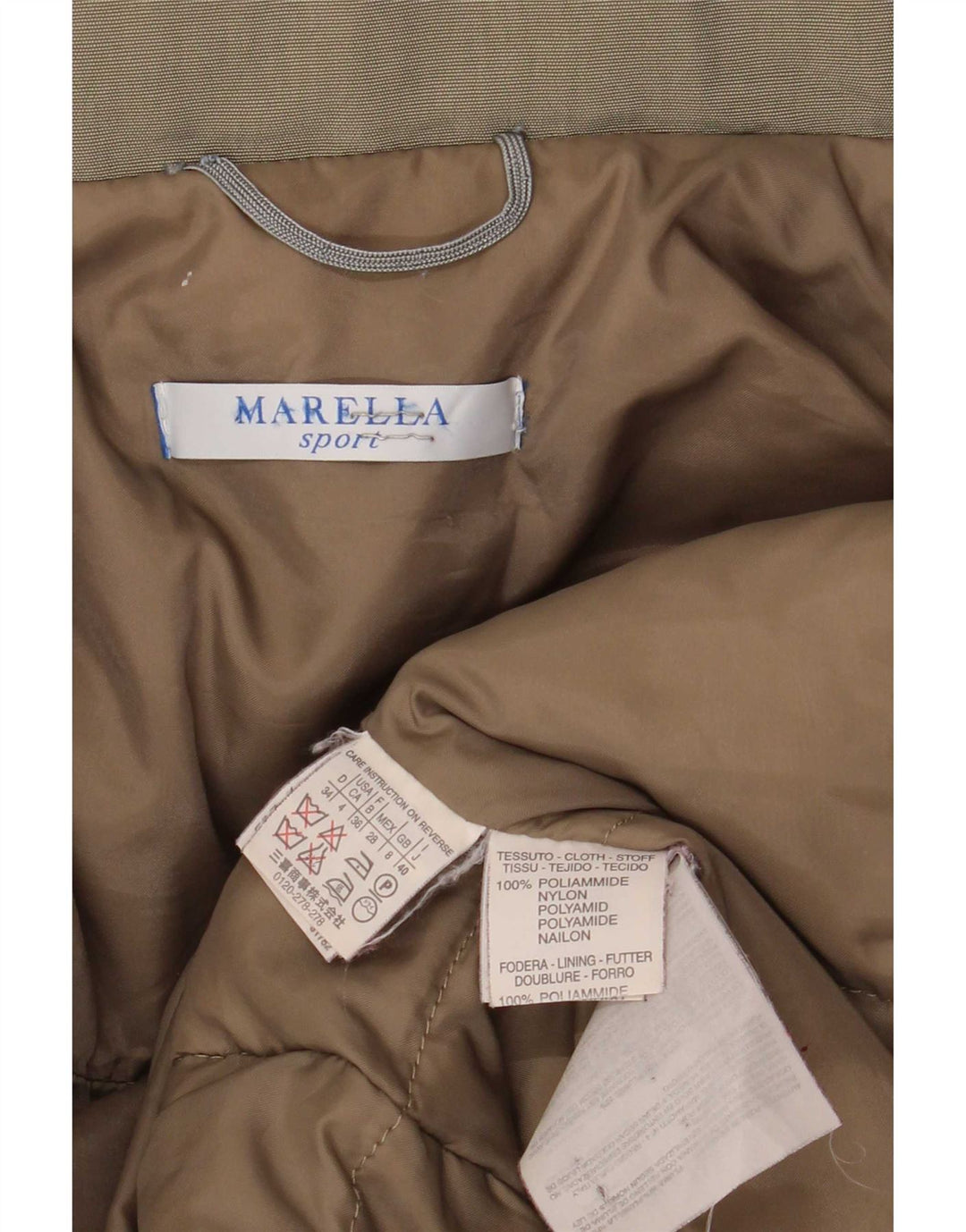 Marella Damen-Kapuzen-Übergröße, gepolsterter Mantel, Größe S, Khaki, Polyamid