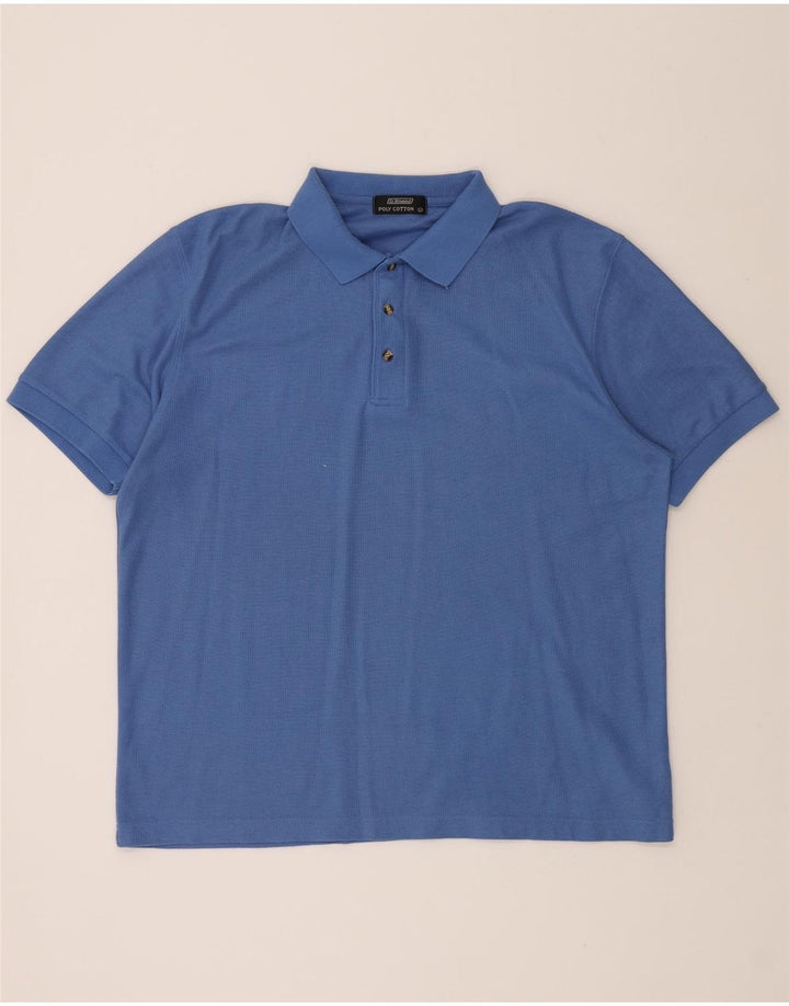ST. BERNARD Mens Polo Shirt Large Blue Polyester Vintage St. Bernard and Second-Hand St. Bernard from Messina Hembry 