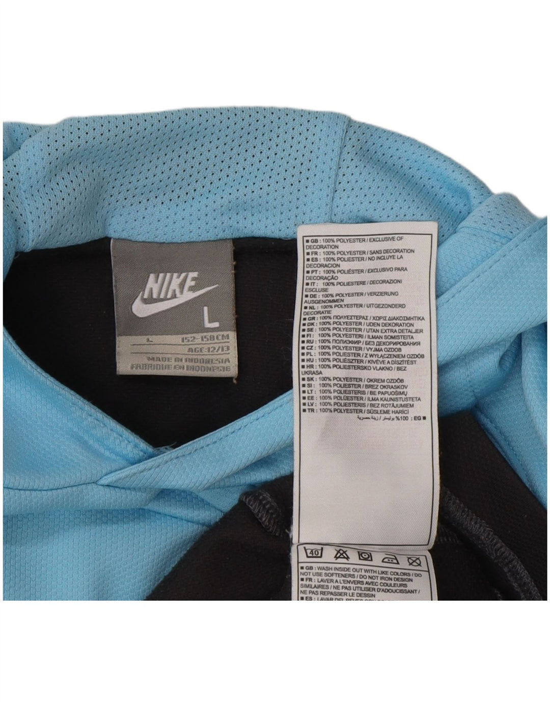 Nike Jungen-Pullover mit grafischem Kapuzenpullover, 12–13 Jahre, groß, blau, Farbblock