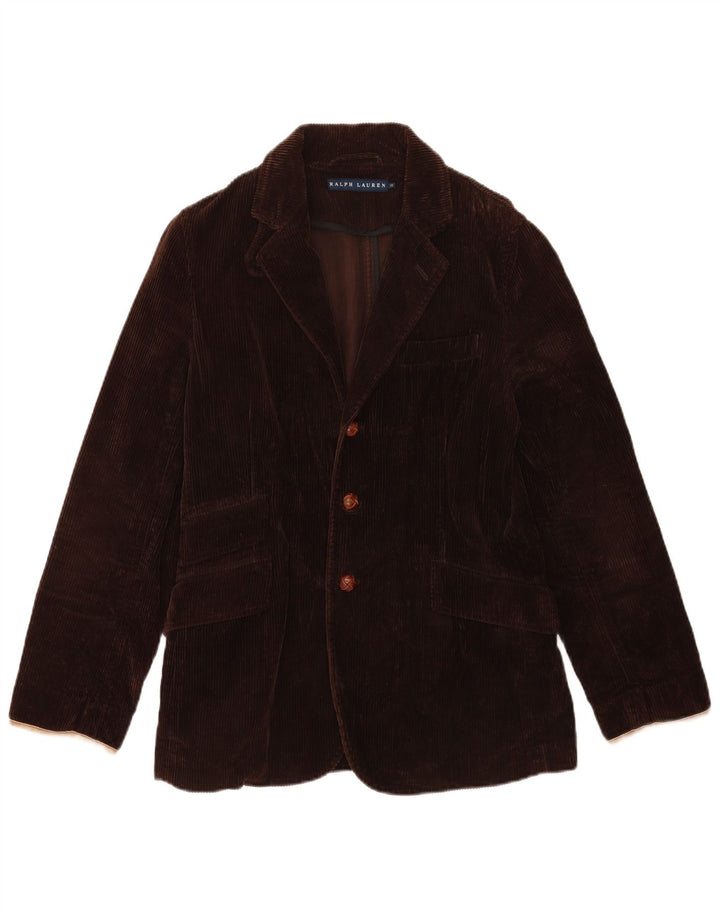 Ralph Lauren Damen-Blazerjacke mit 3 Knöpfen, US 10, Größe L, Braun, Farbblock