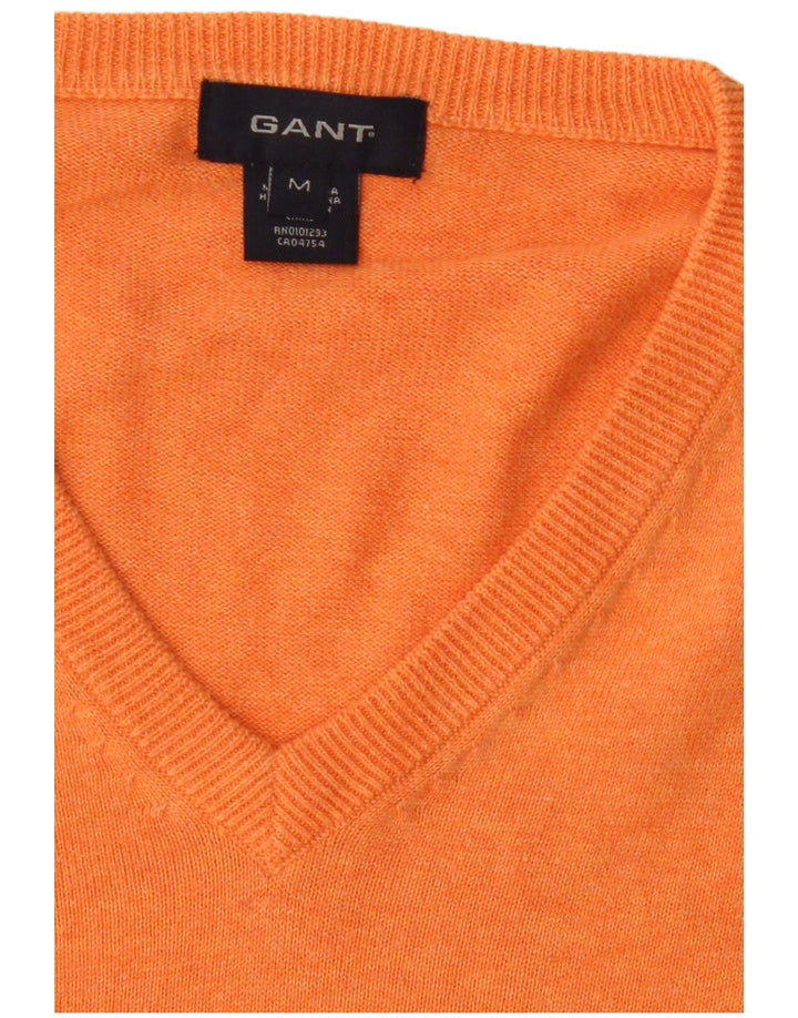 Gant Herren-Pullover mit V-Ausschnitt aus mitteloranger Baumwolle