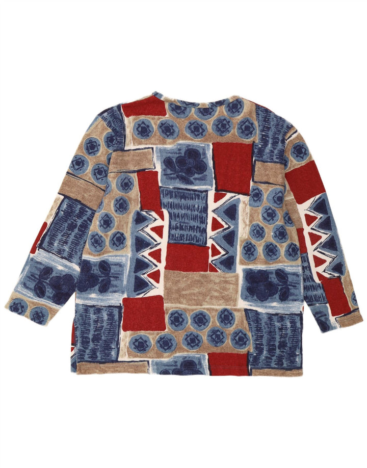 Vintage Damen Top Langarm EU 44/46 XL Mehrfarbig Patchwork