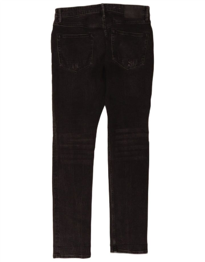 All Saints Herren Distressed Slim Jeans W30 L32 Schwarze Baumwolle