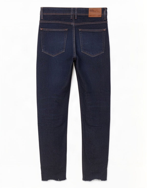 Zara Herren verkürzte Röhrenjeans EU 38 Small W30 L25 Marineblaue Baumwolle