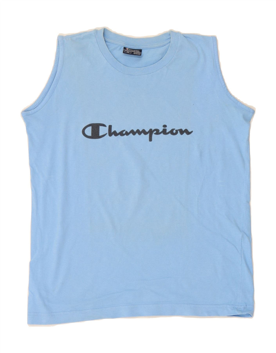 CHAMPION Boys Graphic Vest Top 11-12 Years Blue Cotton Vintage Champion and Second-Hand Champion from Messina Hembry 