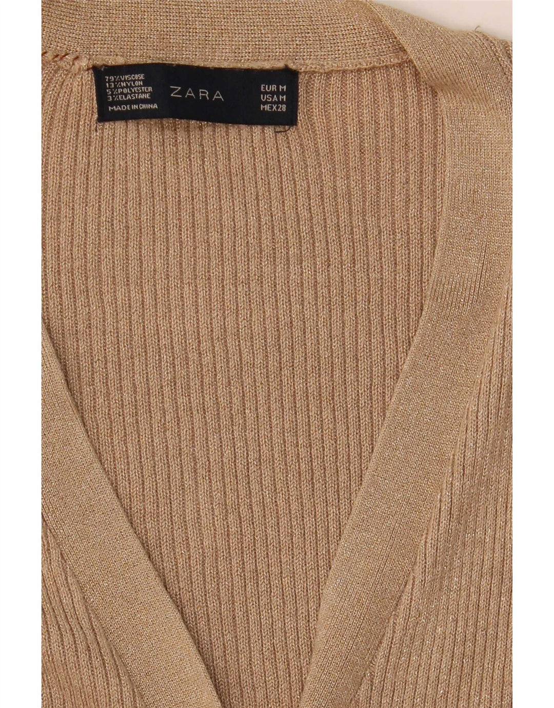 Zara Damen-Cardigan-Pullover UK 14 Mittelbeige gefleckte Viskose