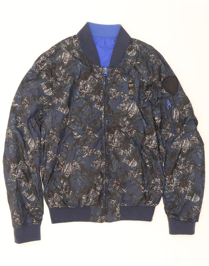 Blauer Herren Wende-Bomberjacke UK 36 Small Blau Polyester