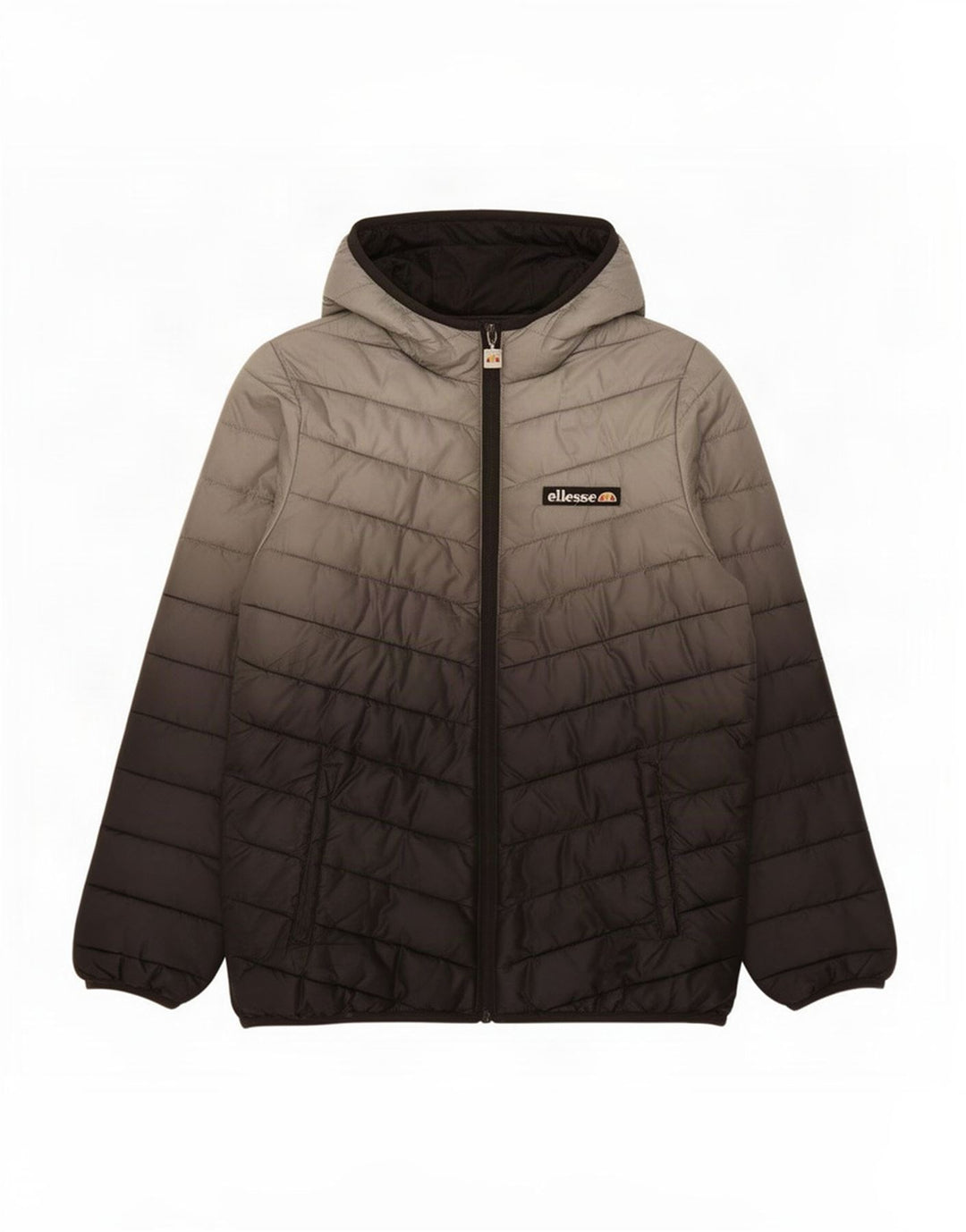 Ellesse Wattierte Jacke mit Kapuze für Jungen, 12–13 Jahre, graues Batik-Polyester