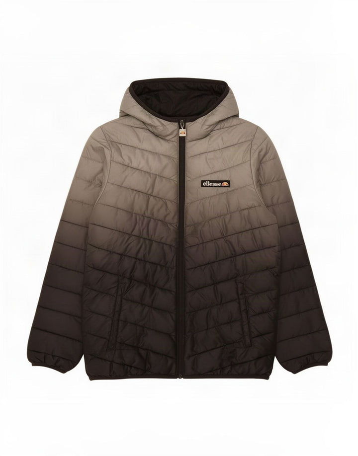 Ellesse Wattierte Jacke mit Kapuze für Jungen, 12–13 Jahre, graues Batik-Polyester