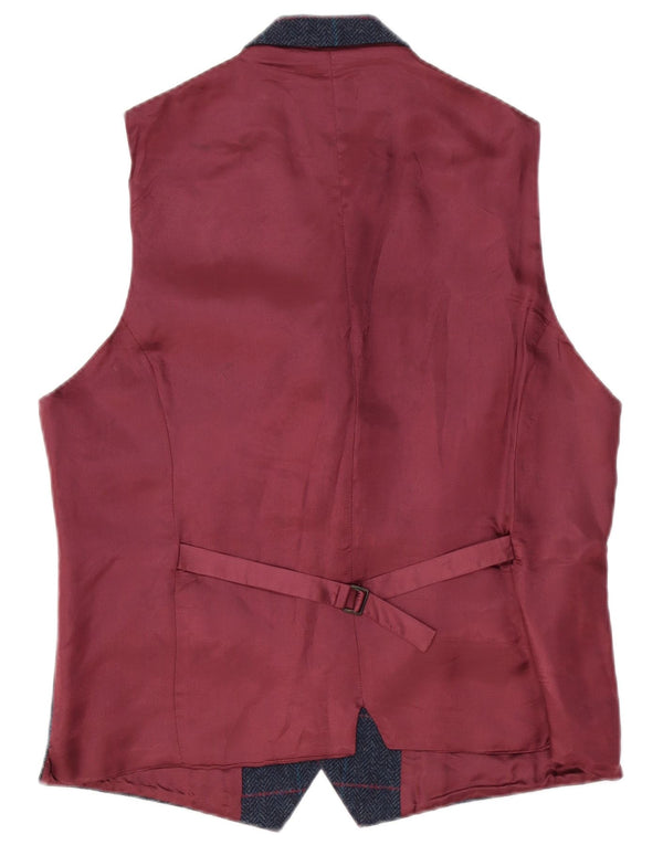 Hawes & Curtis Herrenweste UK 40 Medium Navy Blue Check Viscose