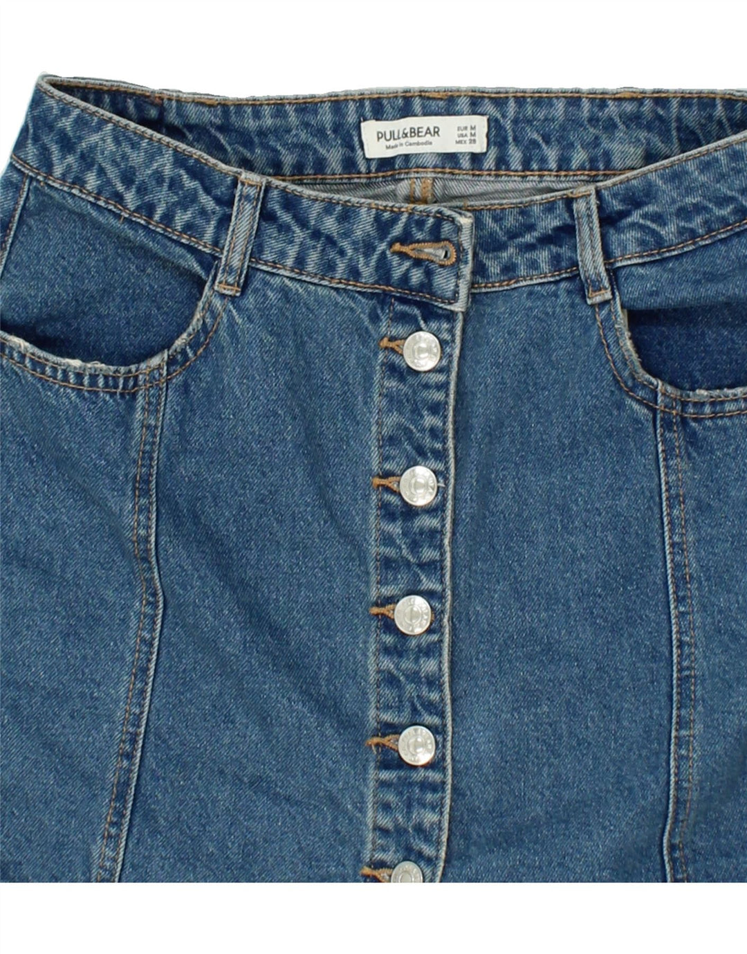 PULL & BEAR Womens Denim Skirt Medium W28  Blue Cotton Vintage Pull & Bear and Second-Hand Pull & Bear from Messina Hembry 
