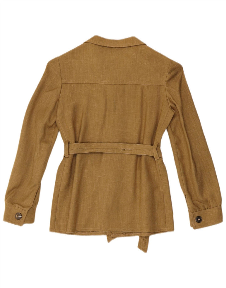 Vintage Damen Overshirt Shirt IT 34 2XS Khaki Viskose