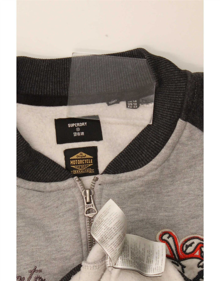 Superdry Damen-Trainingsanzugoberteil mit Grafik, UK 14, Größe L, Grau, Farbblock