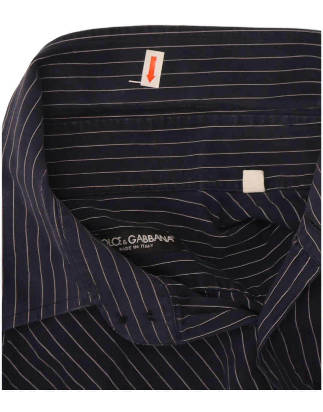 Dolce & Gabbana Herrenhemd Größe 40 15 3/4 Mittel Marineblau Nadelstreifen
