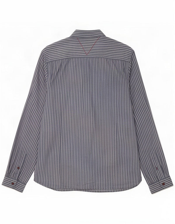 White Stuff Herren-Hemd mit klassischer Passform 2XL Marineblaue Nadelstreifen-Baumwolle