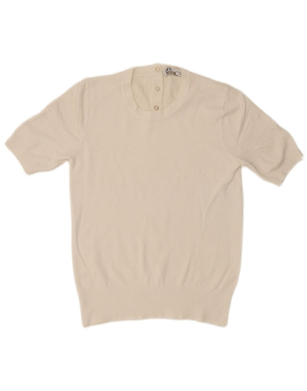 Zara Damen Crop Short Sleeve Crew Neck Pullover Pullover UK 12 Mittelweiß