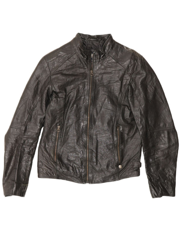 Rifle Womens Leder Racer Jacke Uk 14 Medium Schwarz