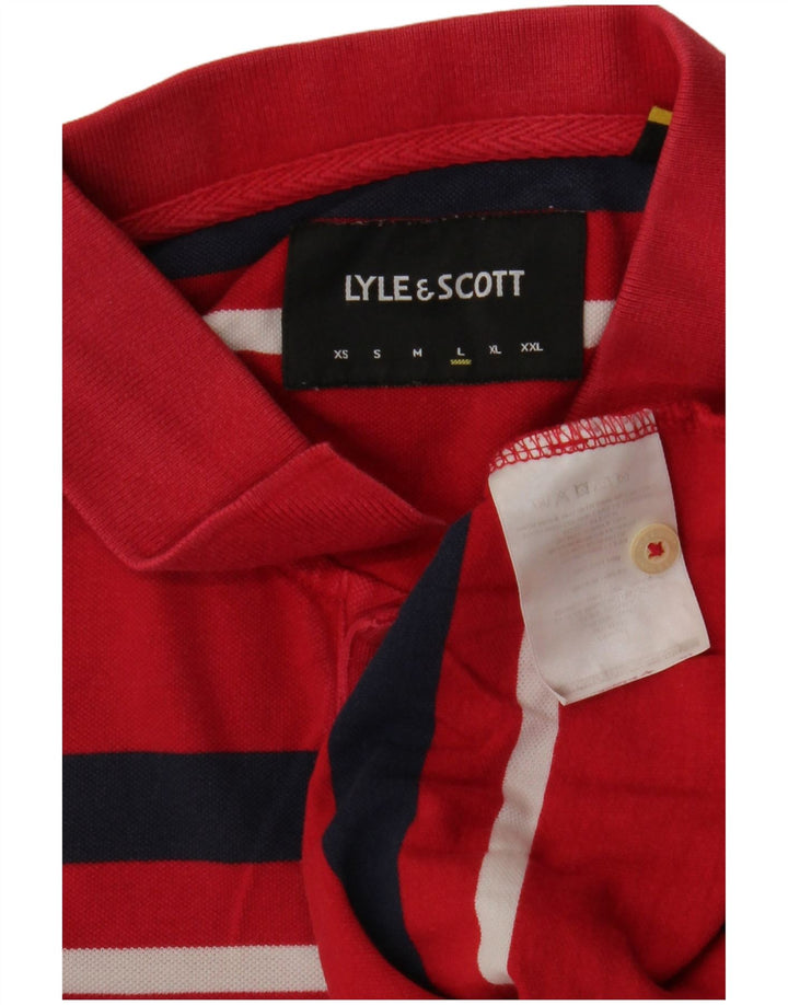 Lyle & Scott Herren-Poloshirt, groß, rot gestreift, Baumwolle
