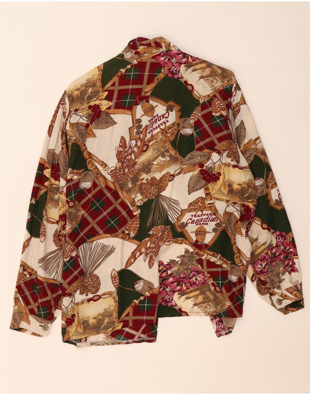 VINTAGE Damen Hemdbluse mit abstraktem Muster UK 18 XL Mehrfarbig