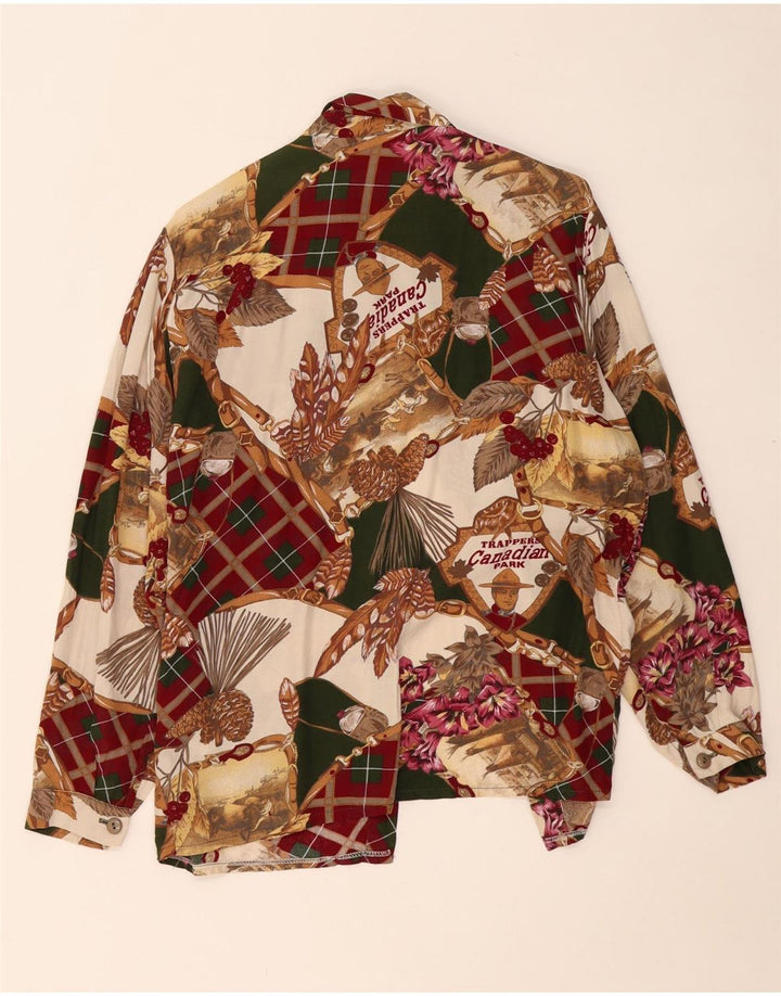 VINTAGE Damen Hemdbluse mit abstraktem Muster UK 18 XL Mehrfarbig