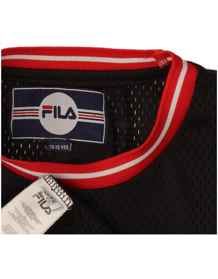 FILA Grafik-T-Shirt für Jungen, 13–14 Jahre, schwarzes Polyester