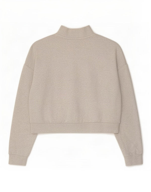 Nike Damen-Sweatshirt, übergroß, kurz geschnitten, mit Reißverschluss, UK 14, Mittelgrau