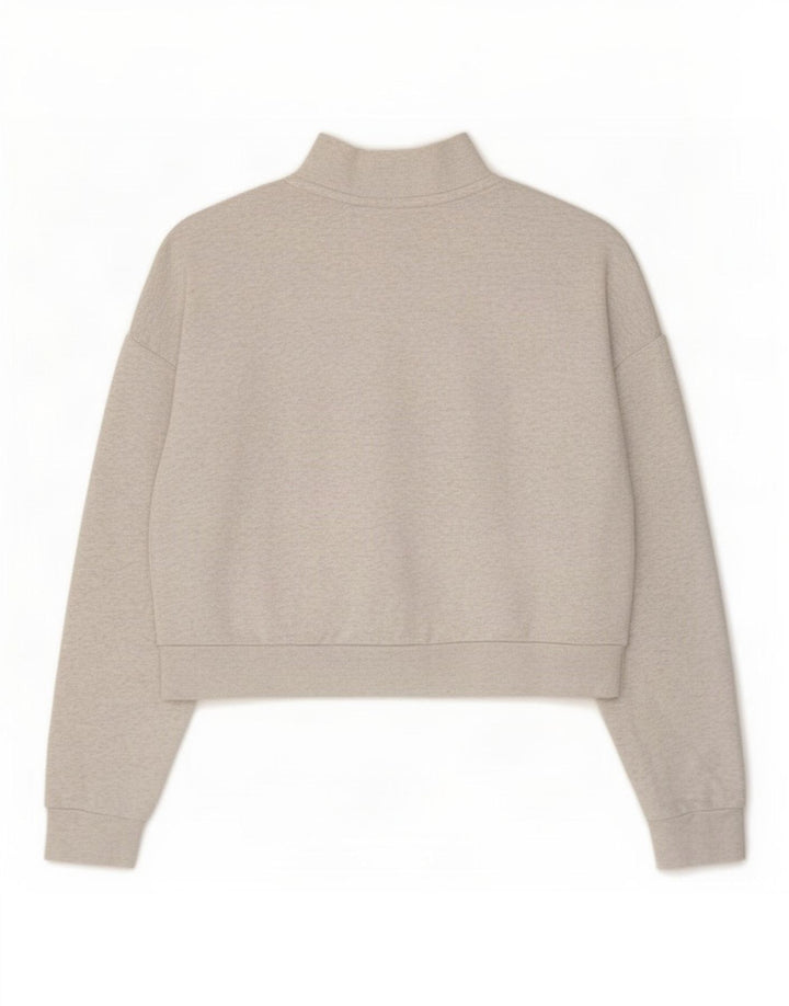 Nike Damen-Sweatshirt, übergroß, kurz geschnitten, mit Reißverschluss, UK 14, Mittelgrau