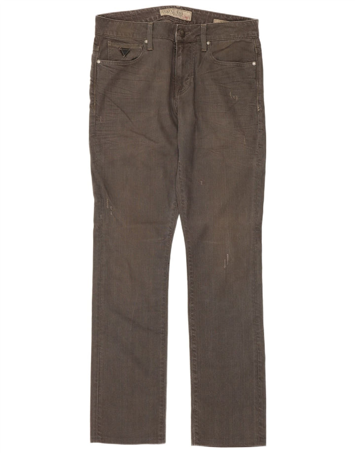 Guess Herren Distressed Straight Jeans W32 L32 Graue Baumwolle