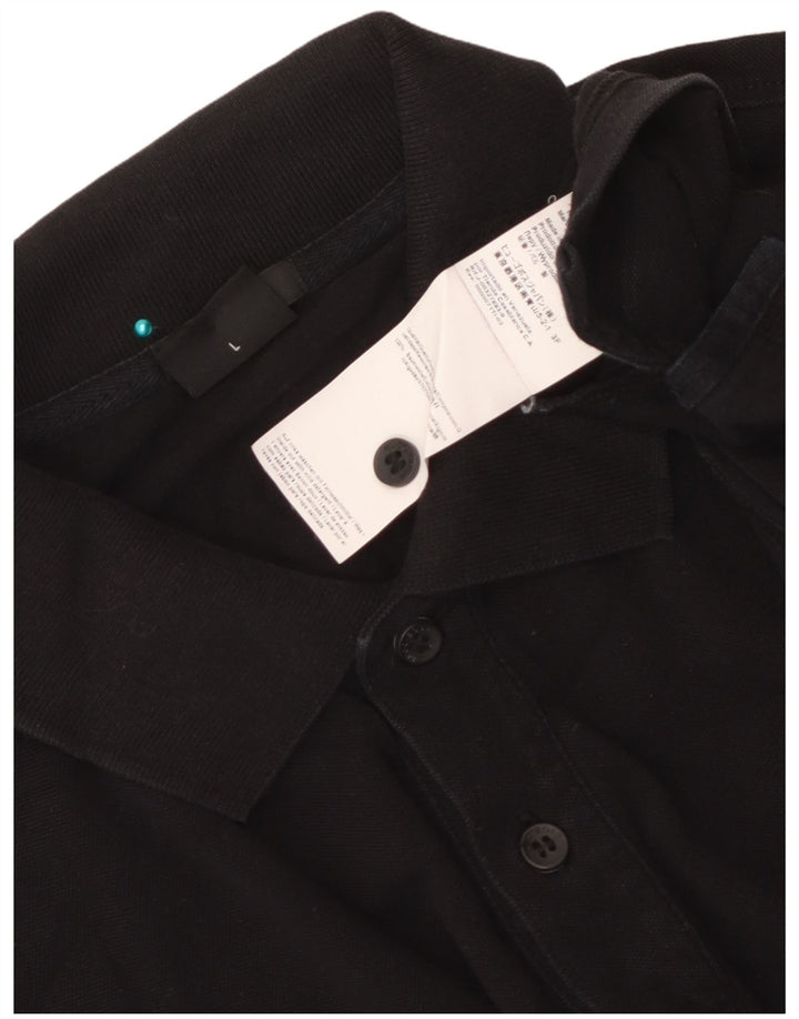 Hugo Boss Herren-Poloshirt, groß, schwarze Baumwolle