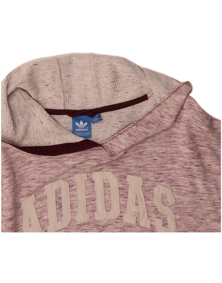 ADIDAS Damen Übergroßer Kurzarm-Hoodie-Pullover UK 8 Small Burgund