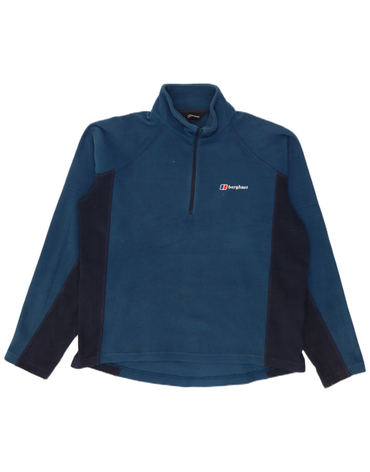 Berghaus Herren-Fleecepullover mit Reißverschluss am Hals, mittelblau, Farbblock
