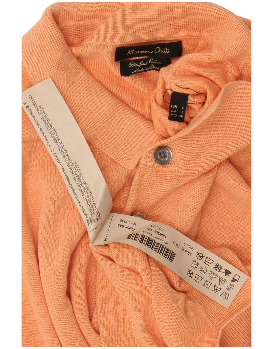 Massimo Dutti Herren Poloshirt Small Orange Baumwolle