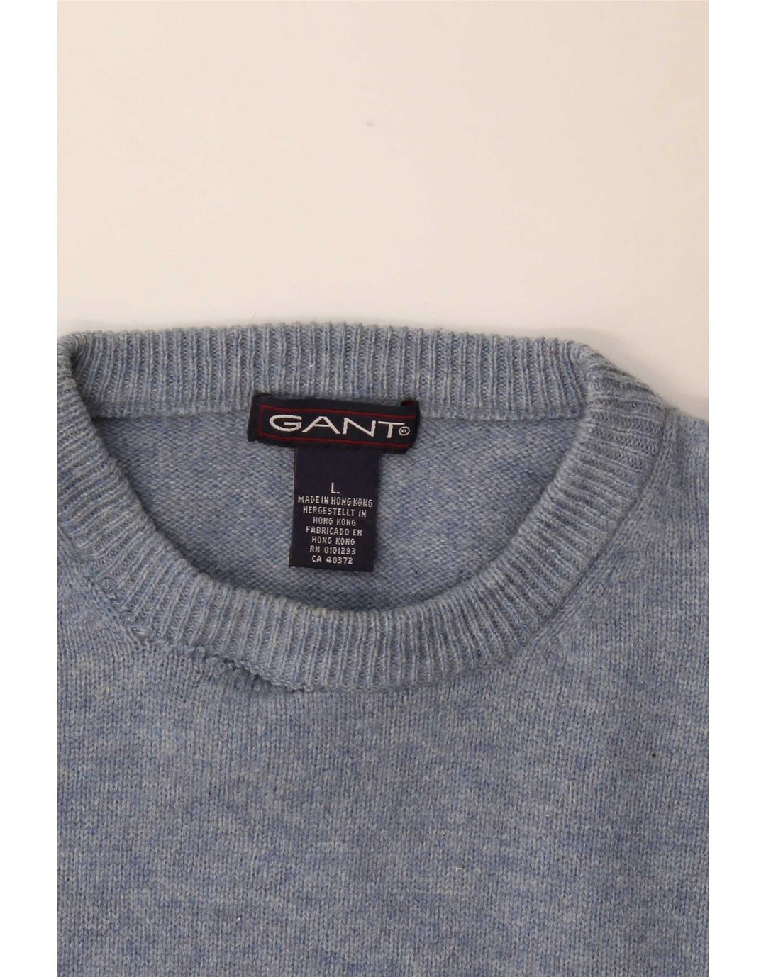 Gant Herren-Pullover mit Rundhalsausschnitt, groß, blaue Lammwolle